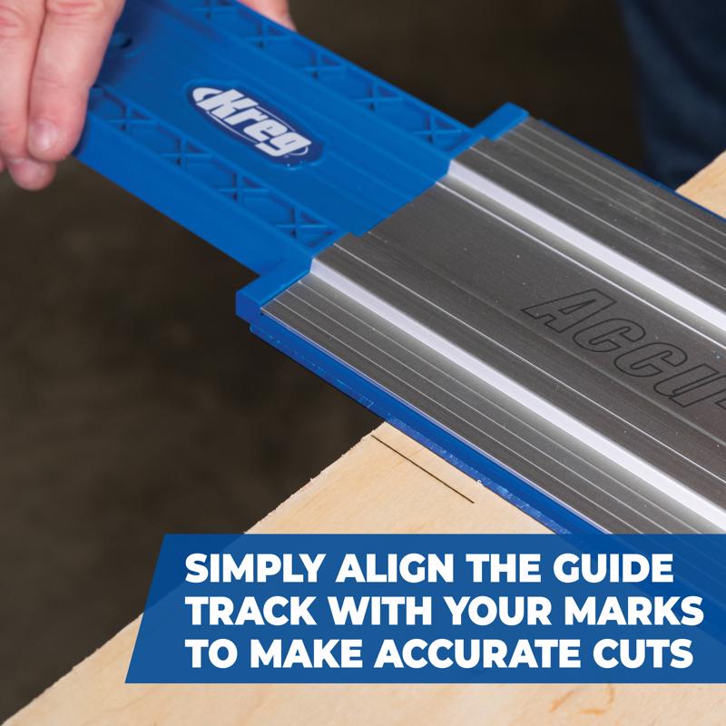 Kreg Accu-Cut Aluminum 50 in. L Saw Guide Blue/Silver 1 pc