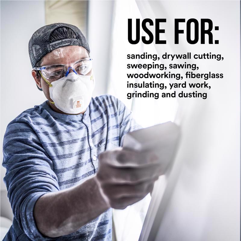 3M N95 Sanding and Fiberglass Cup Disposable Respirator Pro-Series Valved White 10 pc