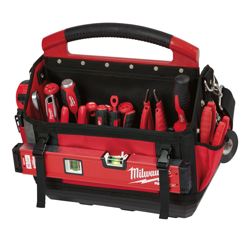 Milwaukee PACKOUT 15 in. W X 17 in. H Ballistic Polyester Tool Tote 31 pocket Black/Red 1 pc