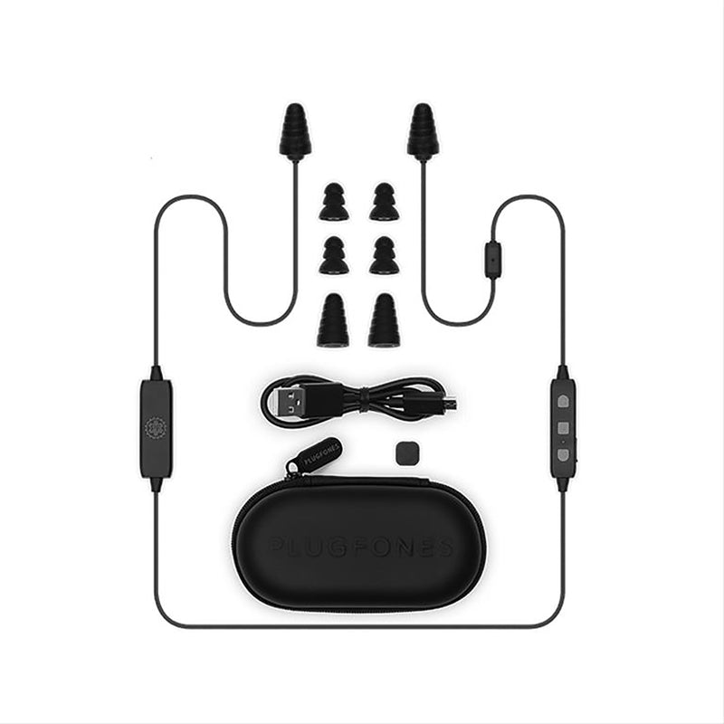 Plugfones Liberate 2.0 29 dB Nylon/Silicone/Soft Foam Bluetooth Earplugs/Earphones w/Mic Black 1 pai
