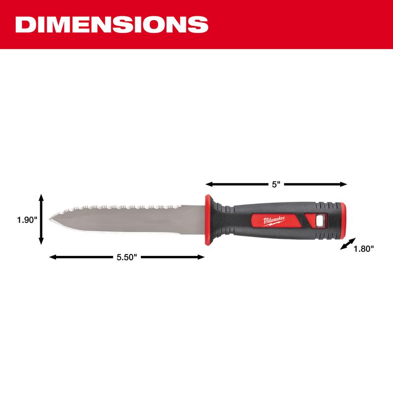 Milwaukee 11 in. Fixed Blade Serrated Duct Knife Red 1 pk