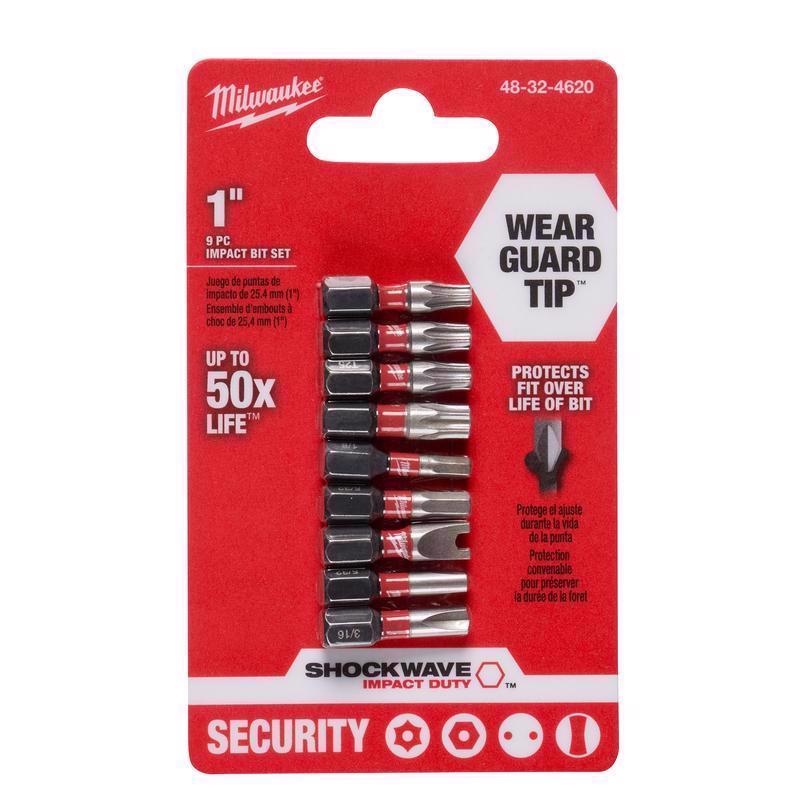 Milwaukee Shockwave Assorted 1 in. L Impact Security Insert Bit Set Steel 9 pc