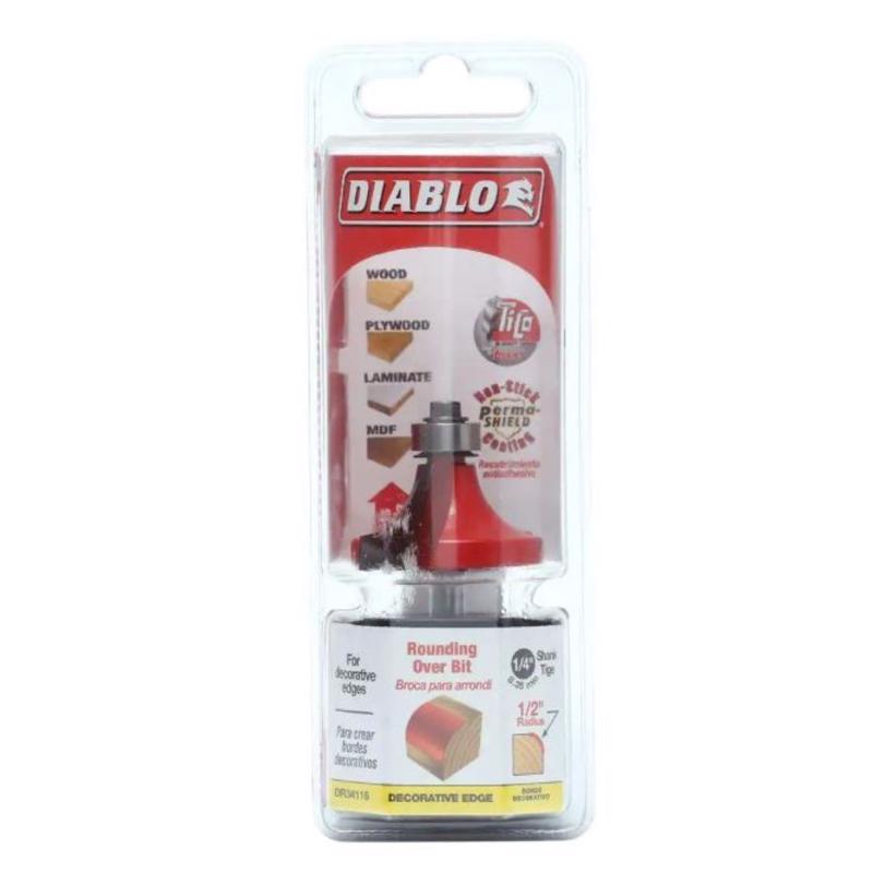 Diablo 1-1/2 in. D X 1/2 in. X 2-1/2 in. L Carbide Round Over Bit