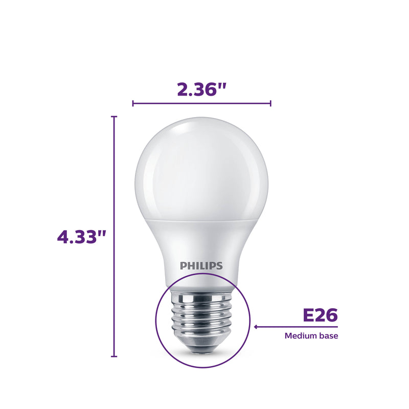 Philips A19 E26 (Medium) LED Bulb Soft White 100 Watt Equivalence 4 pk