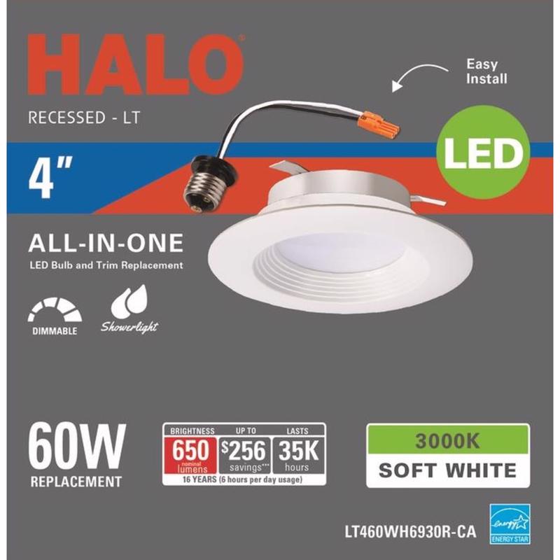 Halo White 4 in. W LED Retrofit Recessed Lighting 650 W