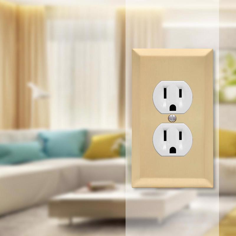 Amerelle Century Satin Brass 2 gang Stamped Steel Duplex Wall Plate 1 pk