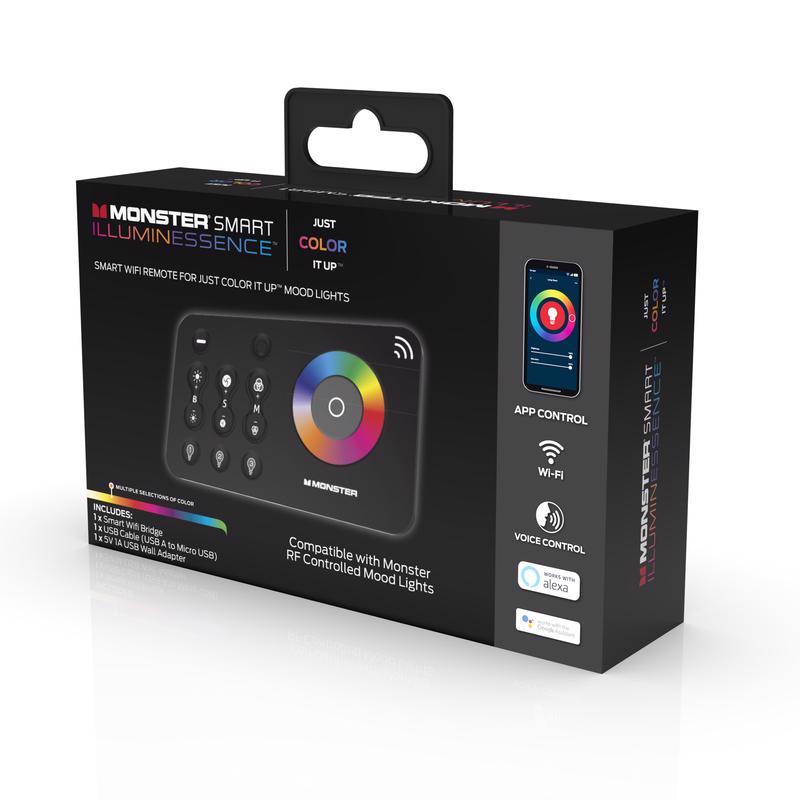 Monster Just Color It Up Wireless Smart-Enabled Mood Light Bridge Black 1 pk
