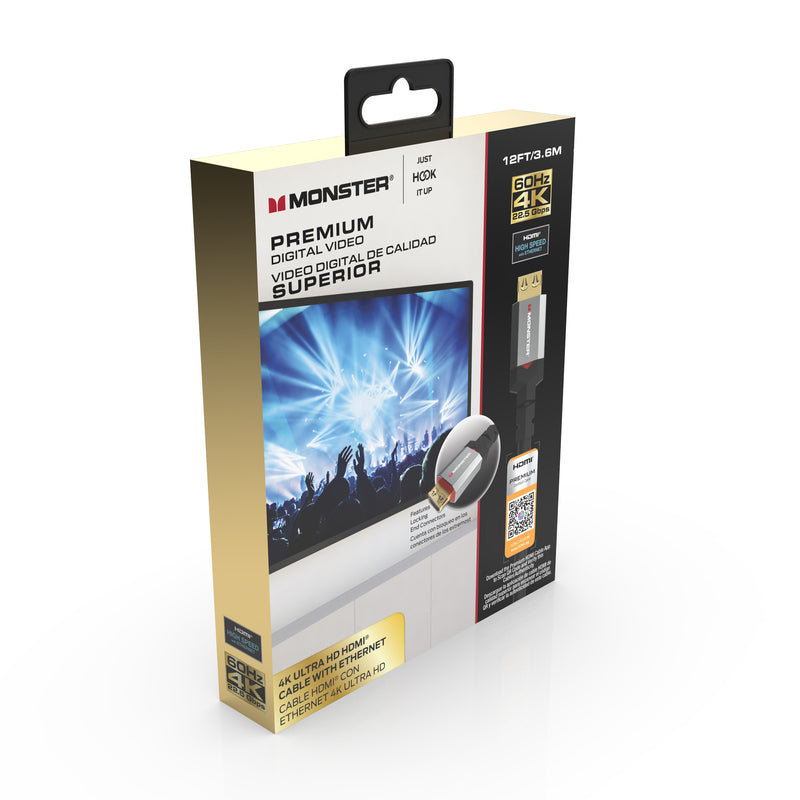 Monster Just Hook It Up 12 ft. L HDMI Cable With Ethernet 4K Ultra HD
