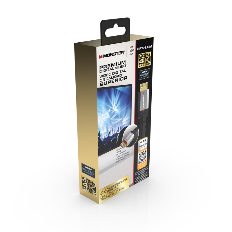 Monster Just Hook It Up 6 ft. L HDMI Cable With Ethernet 4K Ultra HD