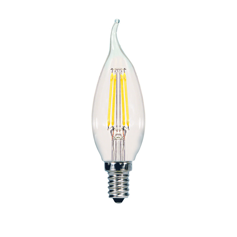 Satco CA10 (Flame Tip) E12 (Candelabra) LED Bulb Natural Light 40 Watt Equivalence 2 pk