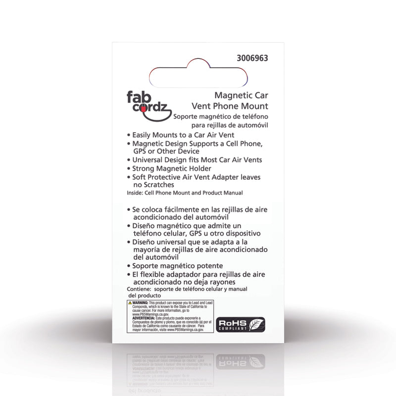 Fabcordz Black Vent Magnetic Phone Holder For All Mobile Devices