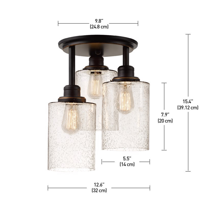 Globe Electric Annecy 15.4 in. H X 12.6 in. W X 12.6 in. L Oil Rubbed Bronze Ceiling Light
