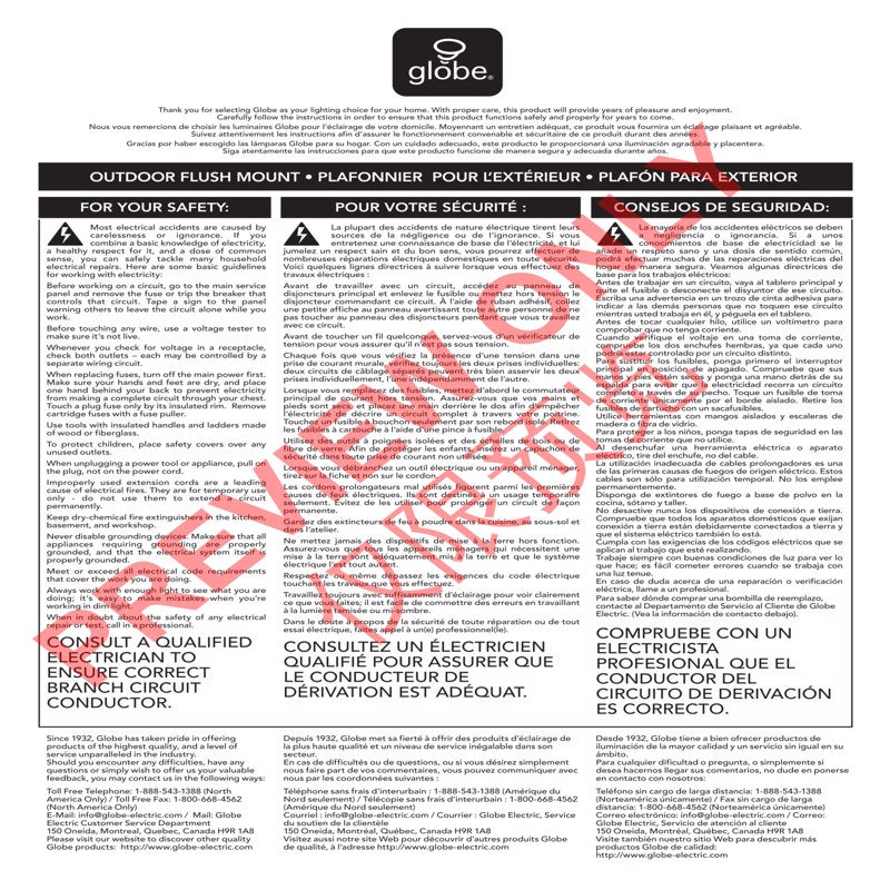 Globe Electric Charlie 9.6 in. H X 6.7 in. W X 6.7 in. L Oil Rubbed Bronze Ceiling Light