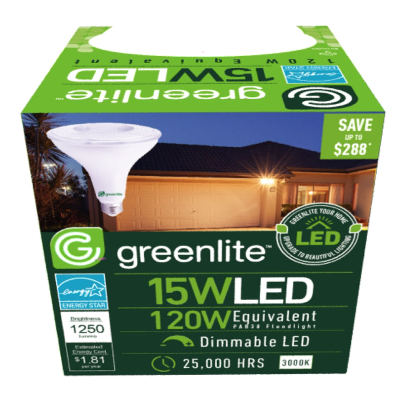 Greenlite PAR38 E26 (Medium) LED Floodlight Bulb Bright White 120 Watt Equivalence 1 pk
