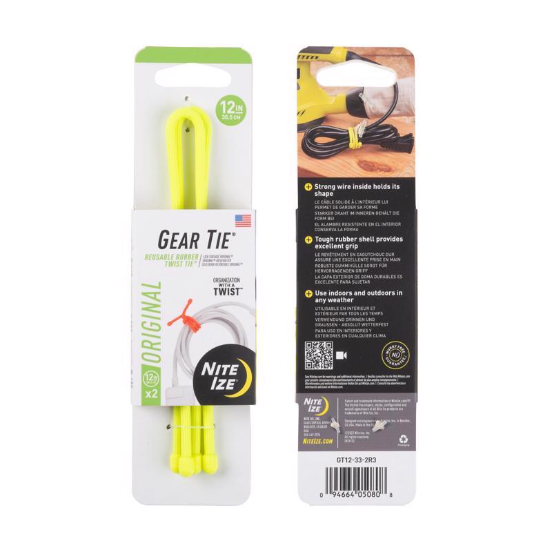 Nite Ize Gear Tie 12 in. L Yellow Twist Ties 2 pk
