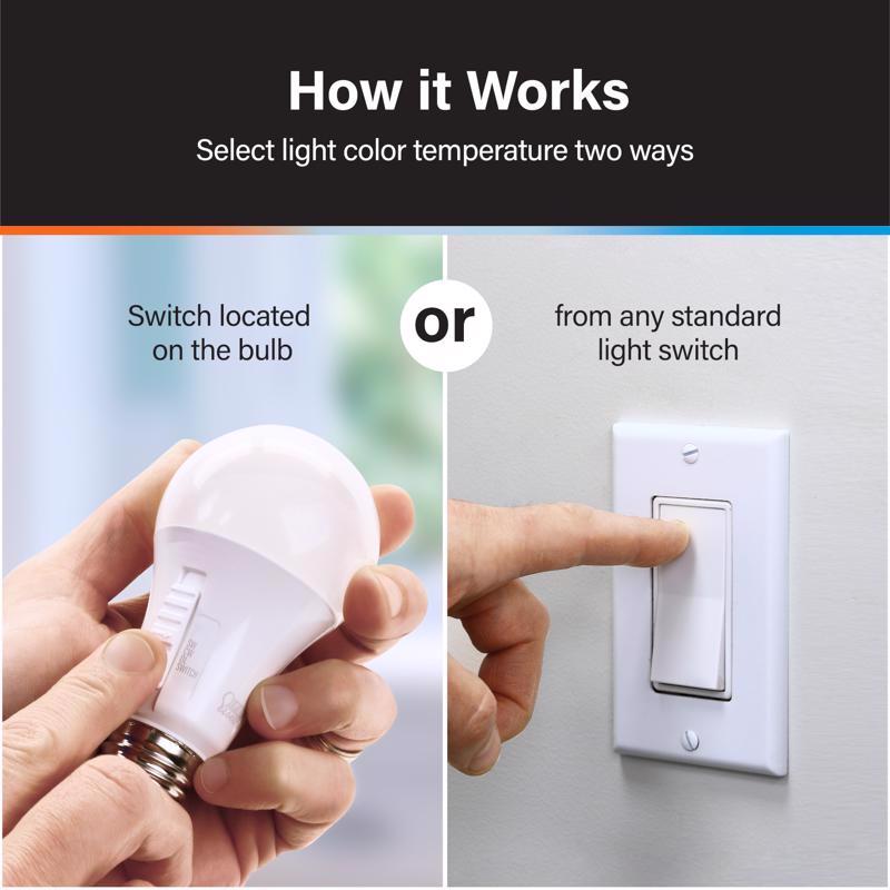 Feit LED A19 E26 (Medium) LED Bulb Tunable White/Color Changing 75 Watt Equivalence 2 pk