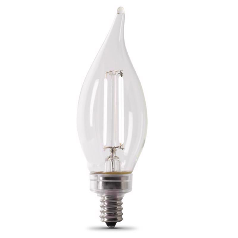 Feit White Filament BA10 E12 (Candelabra) Filament LED Bulb Soft White 40 Watt Equivalence 2 pk