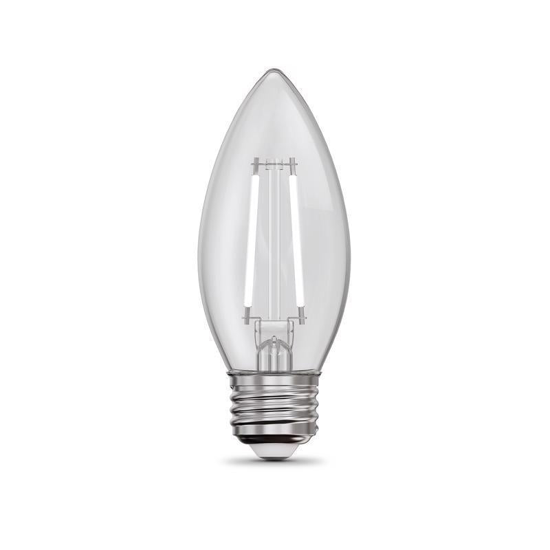 Feit White Filament B10 E26 (Medium) Filament LED Bulb Soft White 40 Watt Equivalence 2 pk