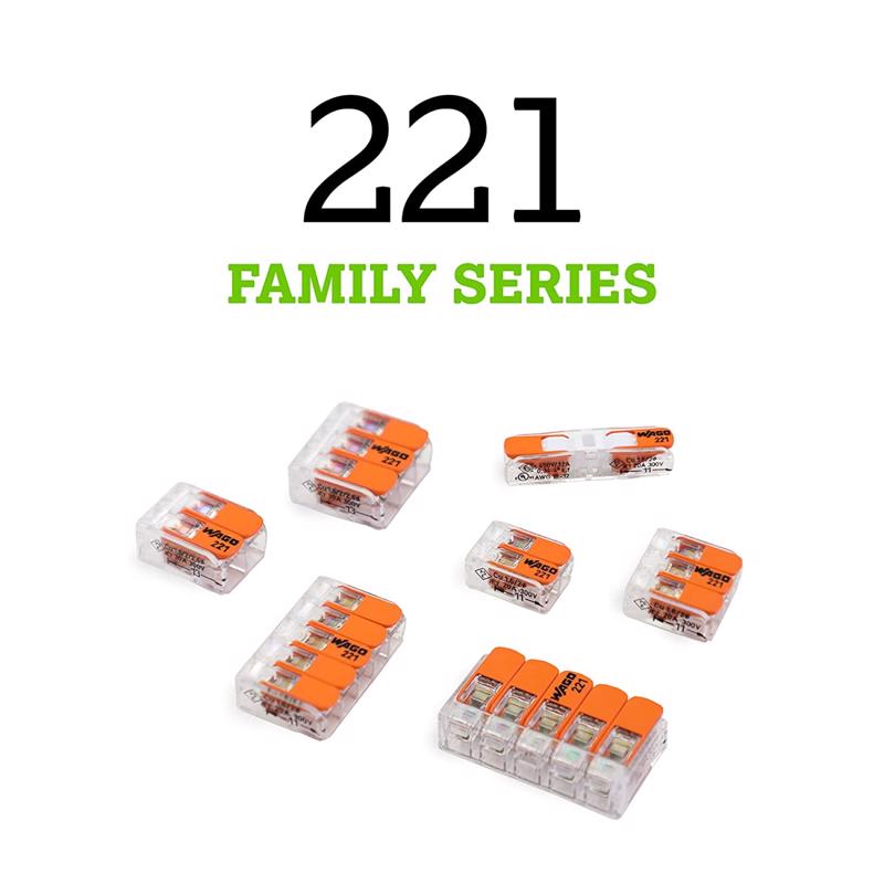 WAGO 221 Series 5 Port Lever Wire Connector 10 pk