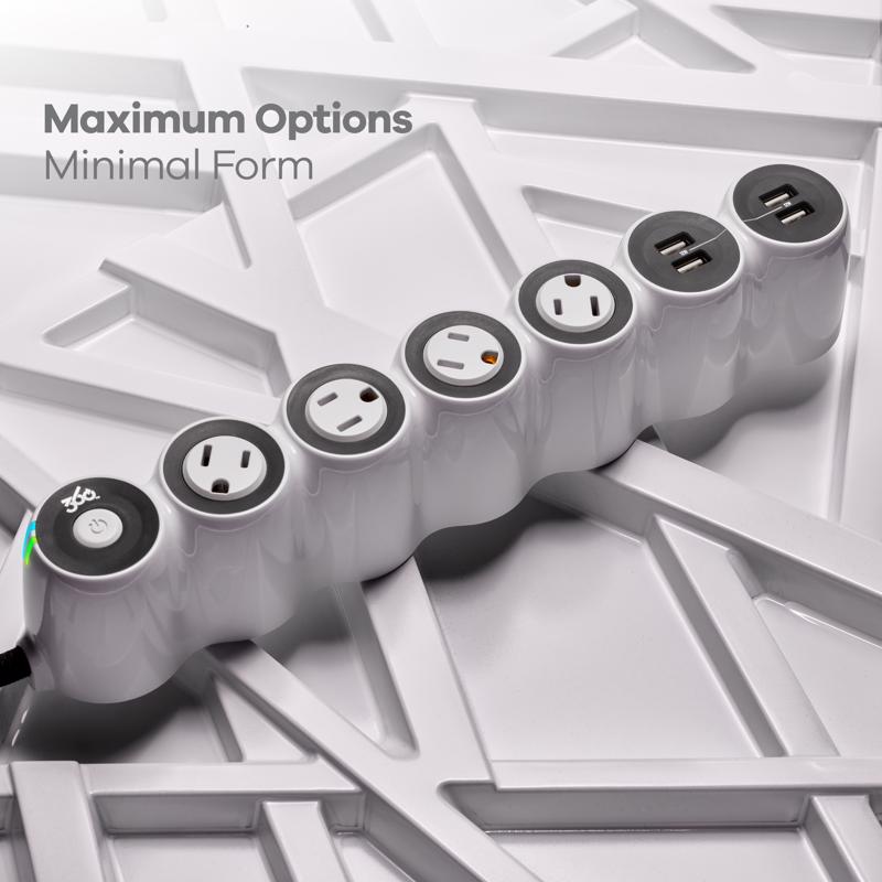 360 Electrical PowerCurve 5 ft. L 4 outlets Power Strip w/Surge Protection White 1080 J