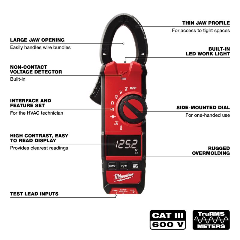 Milwaukee 752 F Digital Clamp Meter 1 pk