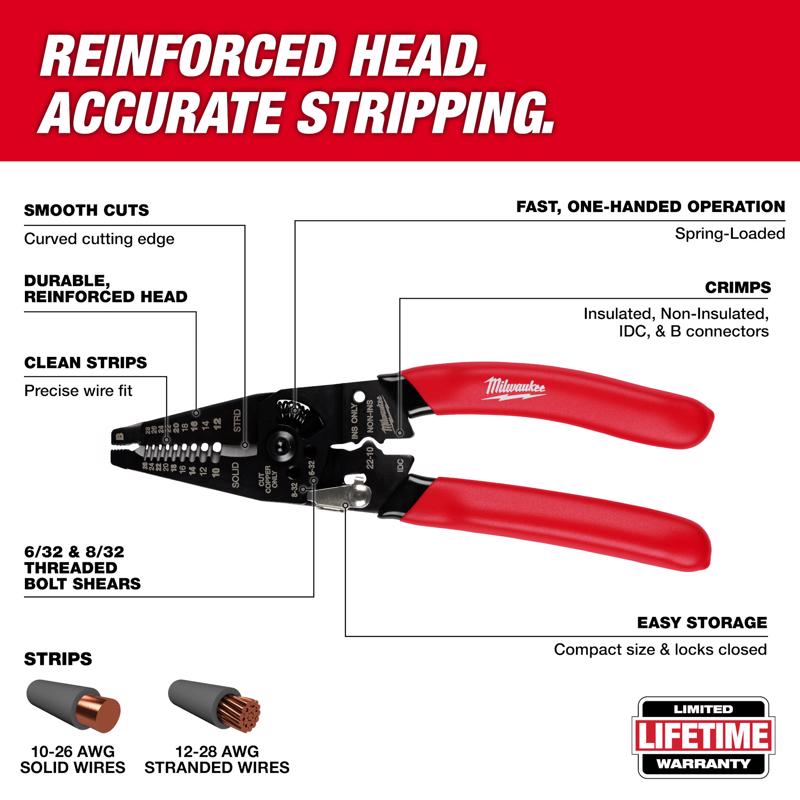 Milwaukee 2.63 in. L Wire Stripper/Cutter