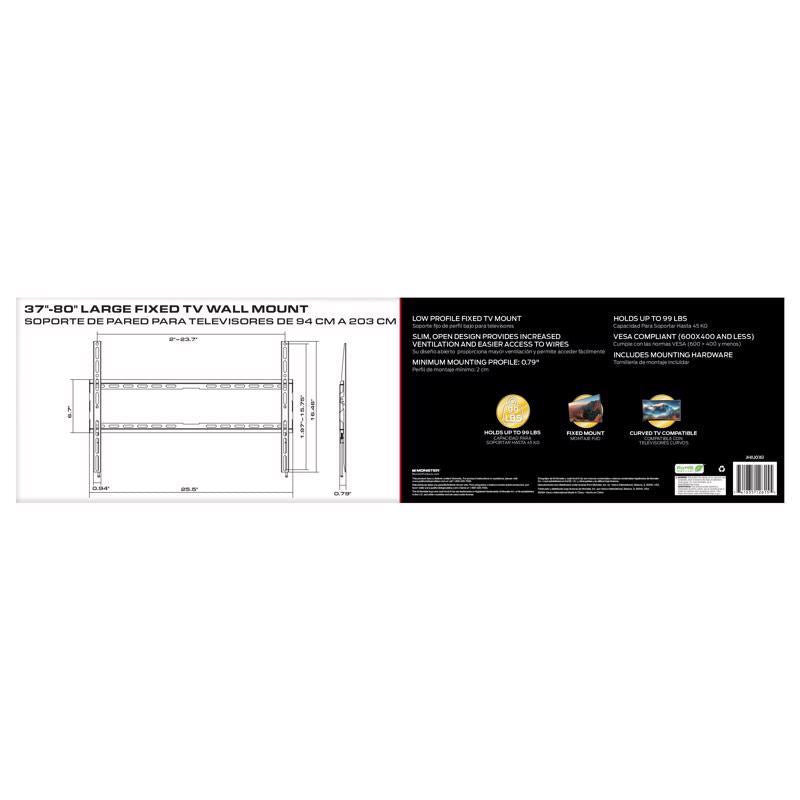 Monster Just Hook It Up 37 in to 80 in. 99 lb. cap. TV Fixed Wall Mount