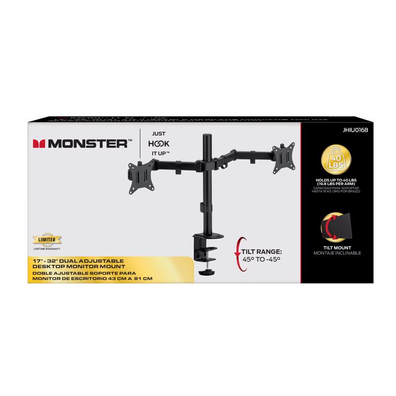 Monster Just Hook It Up 17 in to 32 in. 19 lb. cap. Tiltable Monitor Mount