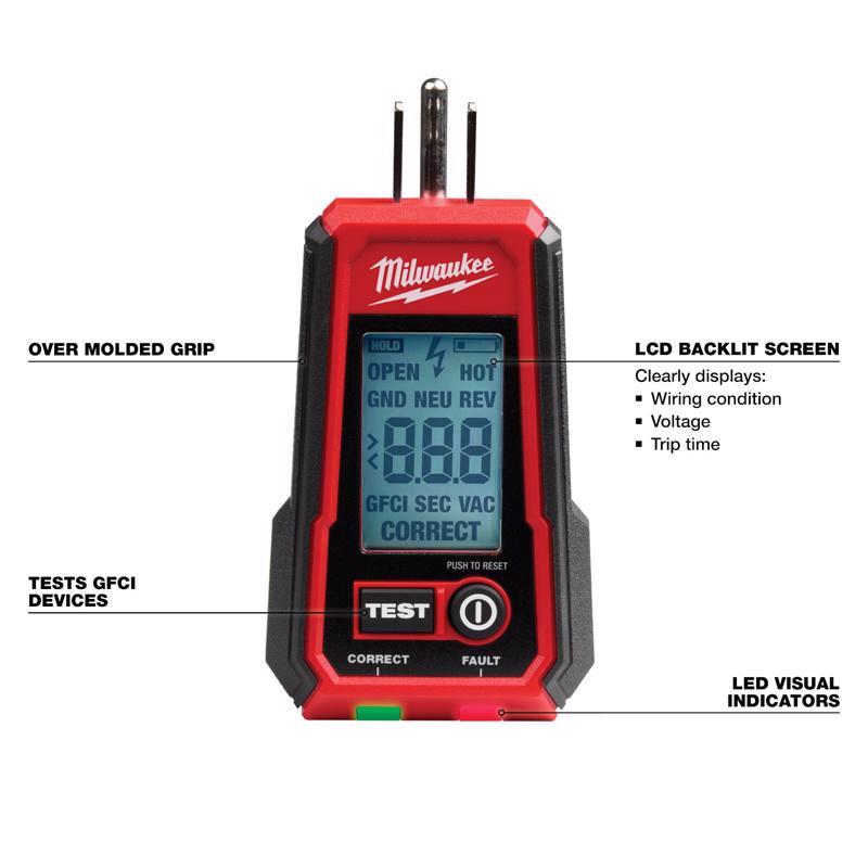 RCPTCL TSTR LCD BLK/RED