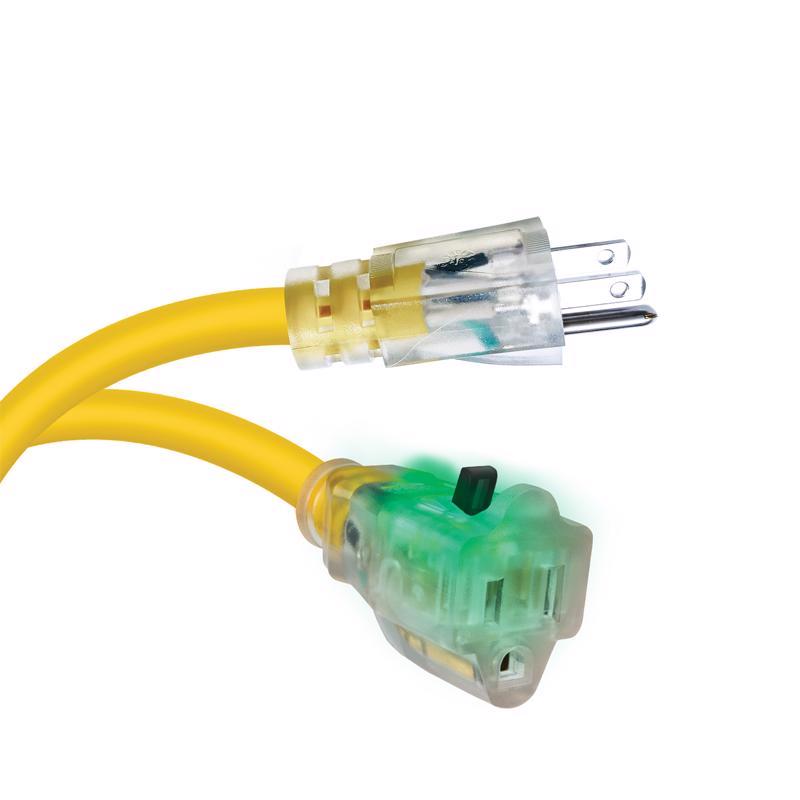 Monster Just Power It Up Outdoor 25 ft. L Yellow Extension Cord 12/3 SJTW