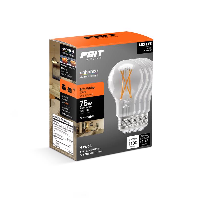 FT LED A19 SW 75W 4PK