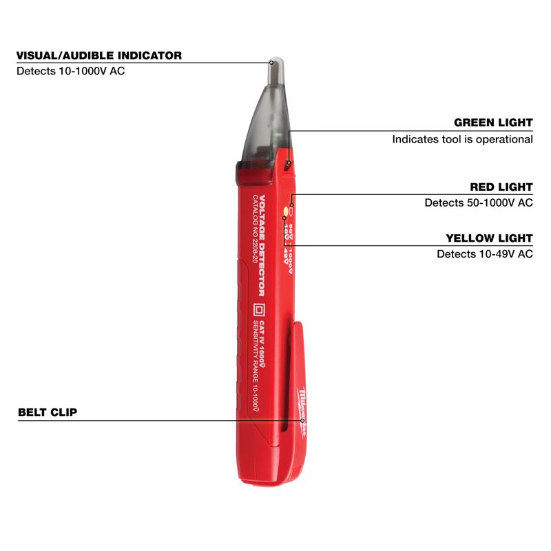 Milwaukee 50-1000 V Dual Range Voltage Tester 1 pk
