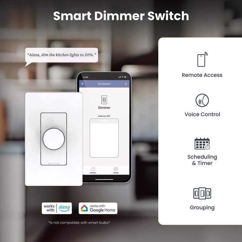 Feit White Rotary Smart-Enabled Dimmer Switch 1 pk