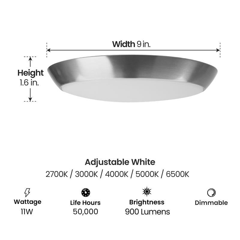 Feit 3 in. H X 9 in. W X 9 in. L Brushed Nickel White Ceiling Fixture
