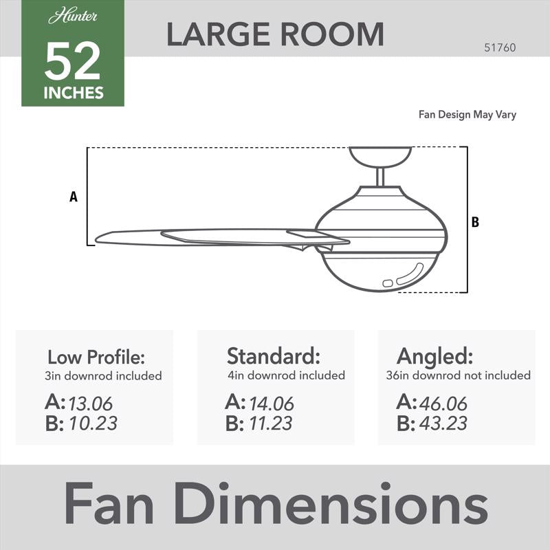 Hunter 52 in. Matte Black LED Indoor Ceiling Fan