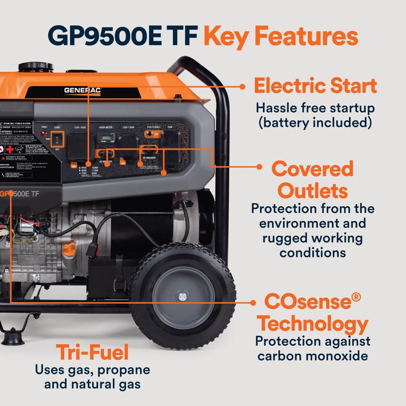 Generac 9500 W 120 V Gas/NG/LP Portable Portable Generator 9500 W