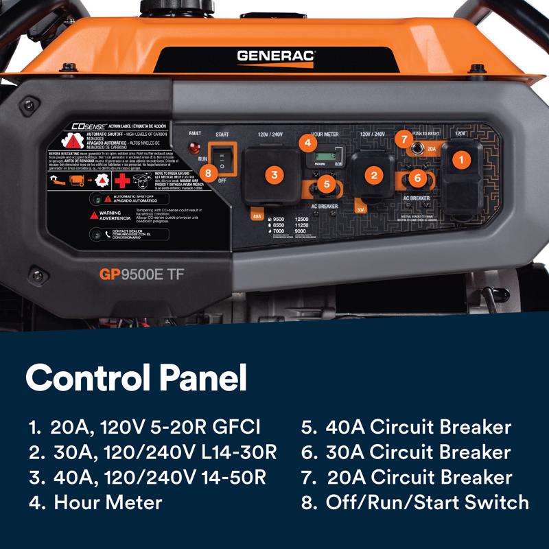 Generac 9500 W 120 V Gas/NG/LP Portable Portable Generator 9500 W