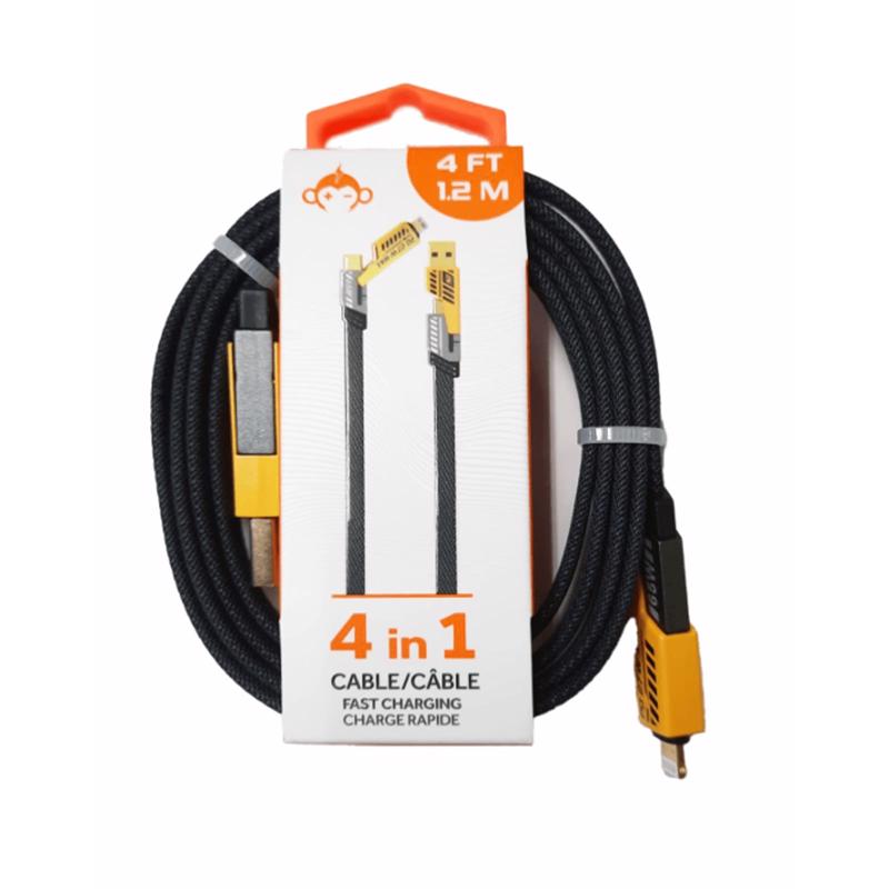 MonkeyZ 4ft. 4-in-1 Cable Cell Phone Charger