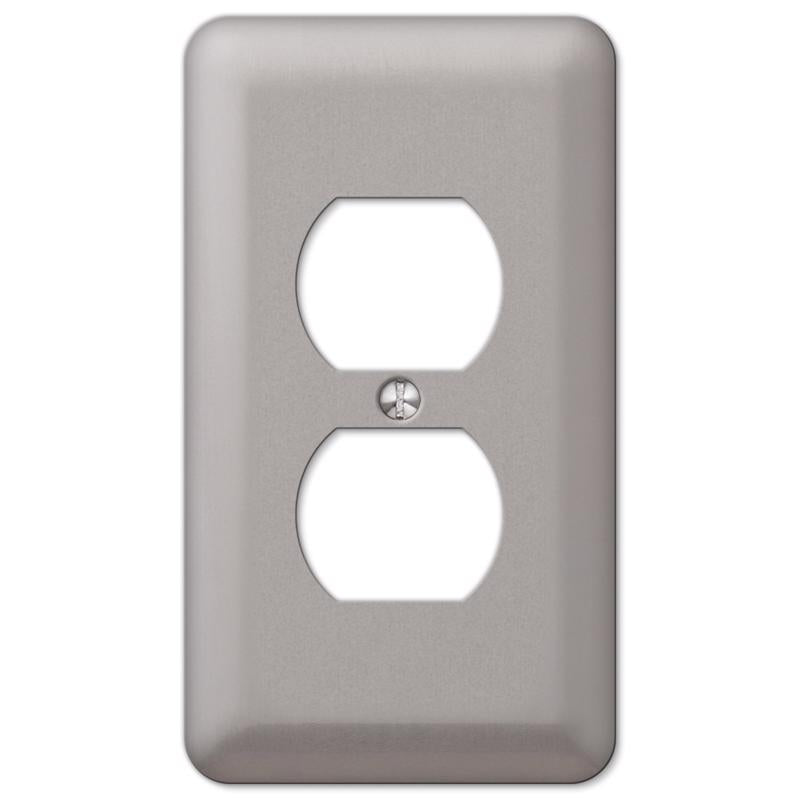 Amerelle Devon Brushed Nickel Pewter 1 gang Steel Duplex Wall Plate 1 pk