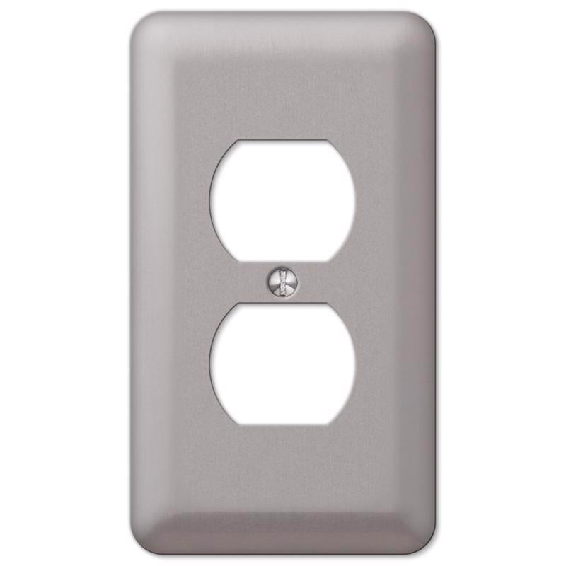 Amerelle Devon Brushed Nickel Pewter 1 gang Steel Duplex Wall Plate 1 pk