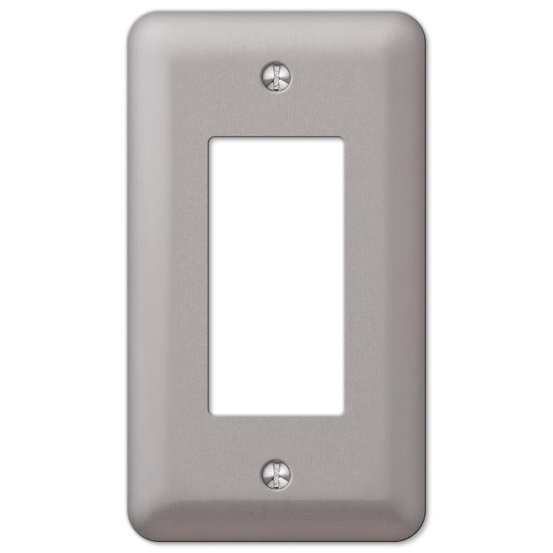 Amerelle Devon Brushed Nickel 1 gang Steel Single Outlet Wall Plate 1 pk