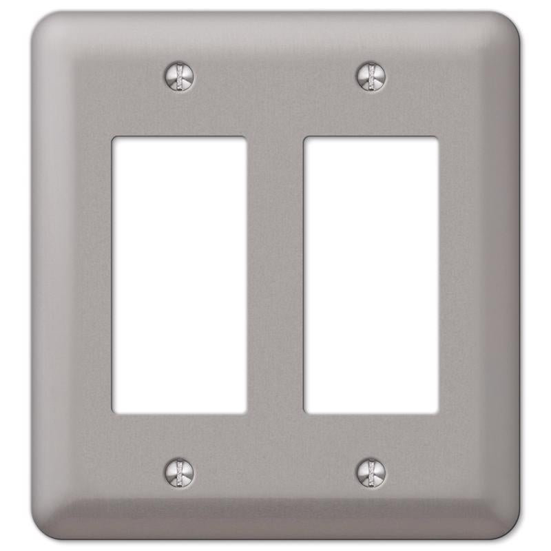 Amerelle Devon Brushed Nickel 2 gang Steel Decorator Wall Plate 1 pk