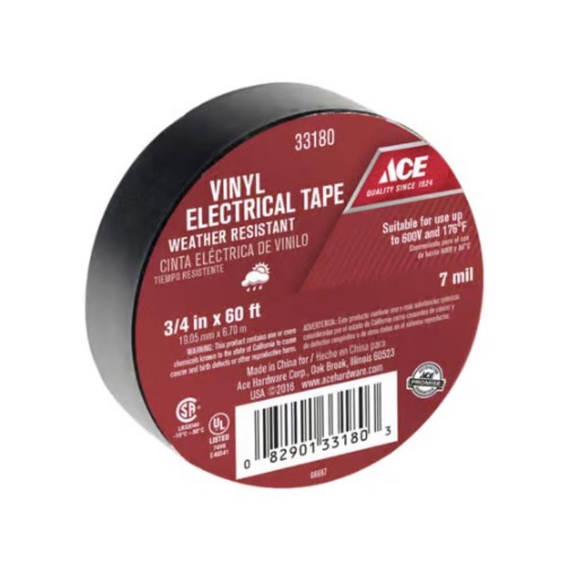 Ace 3/4 in. W X 60 ft. L Black Vinyl Electrical Tape