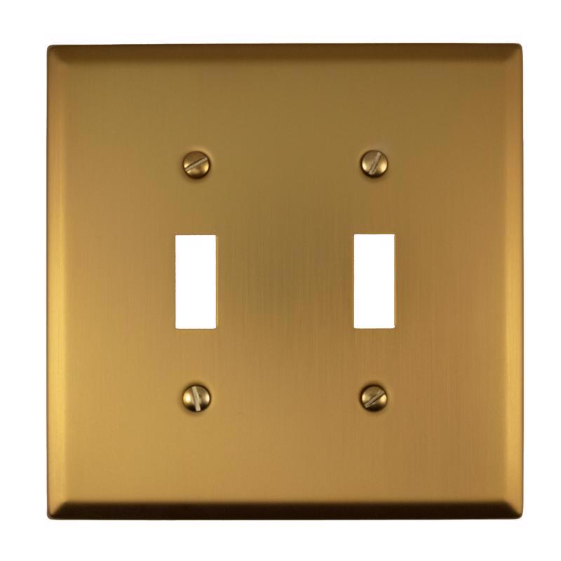 Amerelle Oxford Brushed Gold 2 gang Steel Toggle Wall Plate 1 pk