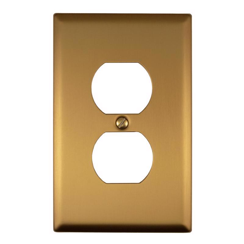 Amerelle Oxford Brushed Gold 1 gang Steel Duplex Wall Plate 1 pk