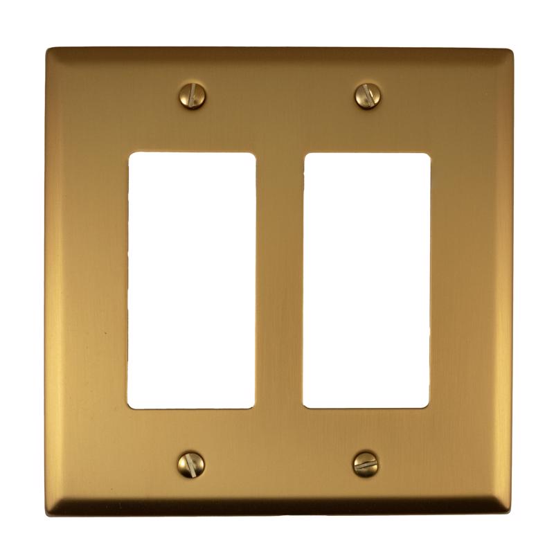 Amerelle Oxford Brushed Gold 2 gang Stamped Steel Decorator Wall Plate 1 pk