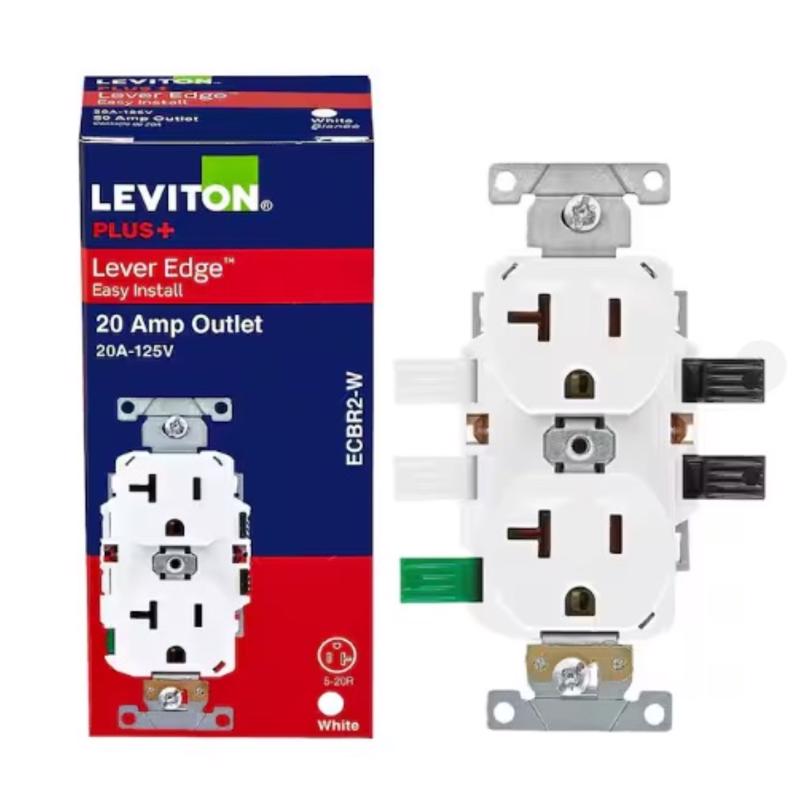 Leviton Lever Edge 125 V White Outlet 1 pk