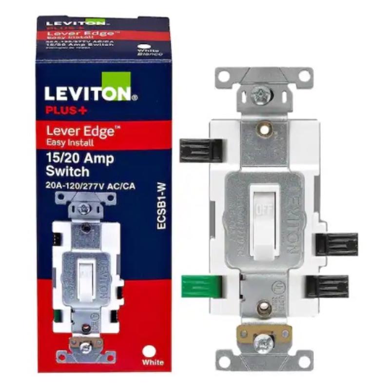 Leviton Lever Edge 20 amps Toggle Switch White 1 pk