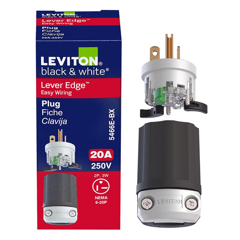 Leviton Lever Edge Commercial and Residential Plastic Straight Blade Locking Plug 6-20P