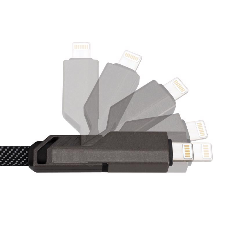 Monster Just Hook It Up USB 4-in-1 Multi-Charge & Sync Cable 4.9 ft. Black/Gray